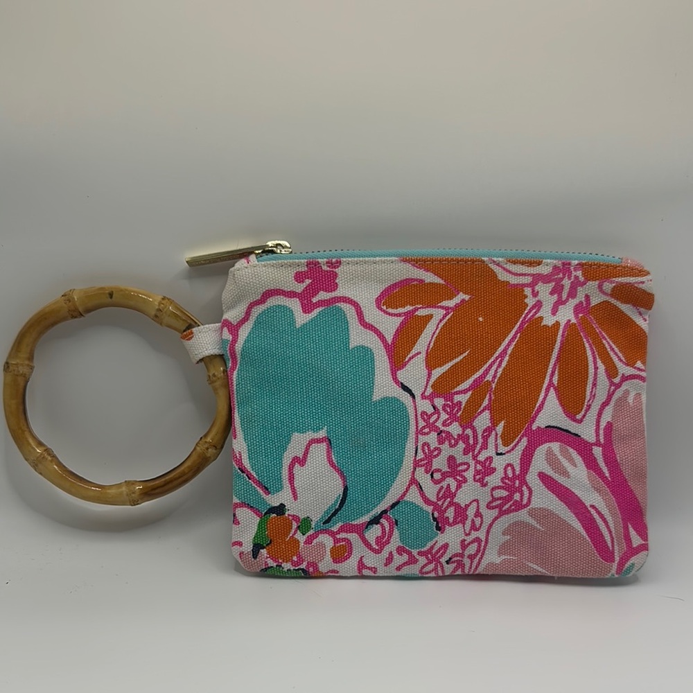 Lilly Pulitzer Floral Print Clutch with Bamboo Handle